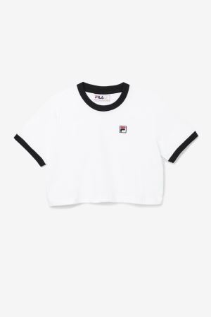 FILA Khaleesi Tee Shirts White / Black,Womens Clothing | CA.HVXPQU934